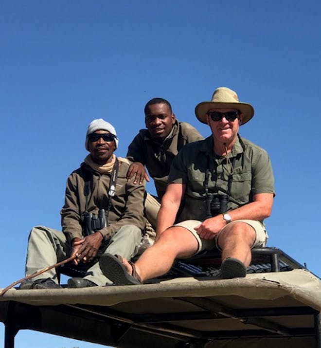 David Lawrence and Sue Allen: sat on top of the vehicle with the guides