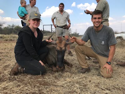 Jack Miller with a sedated antelope