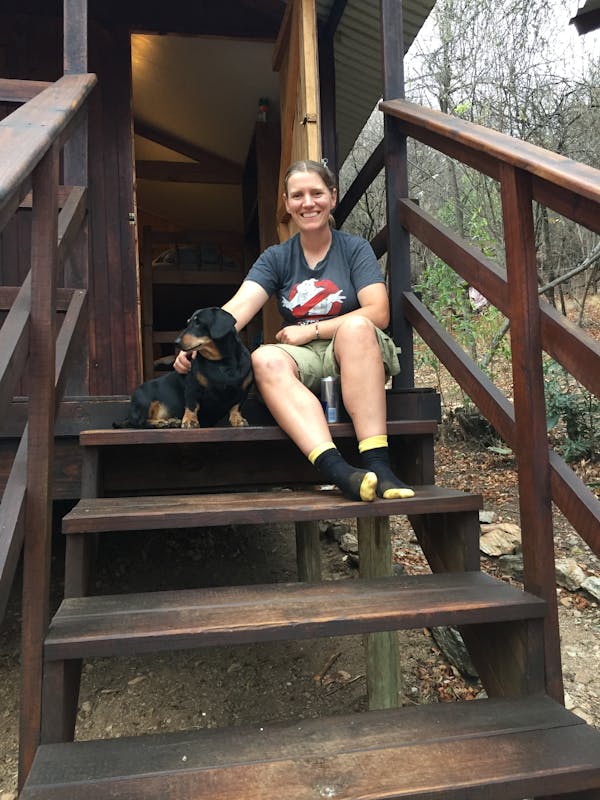 Tanya Stapleton: sitting with domesticated dog