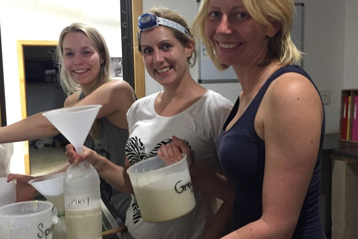 Jodie Bickhoff: preparing the milk for baby rhinos at the rehabilitation centre