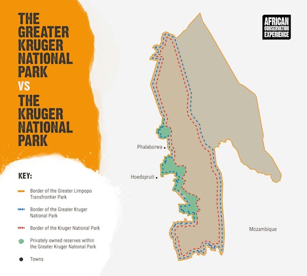 Greater Kruger National Park vs The Kruger National Park, Map