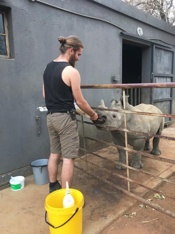Lucas Zermatten: feeding a baby rhino