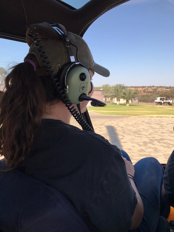 Siske Loggie: in a helicopter