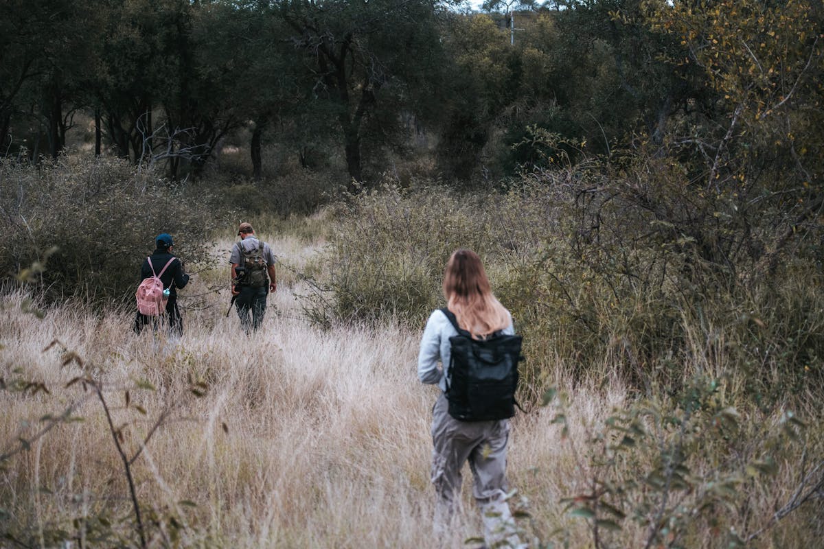 ACE volunteers walking through the plains
