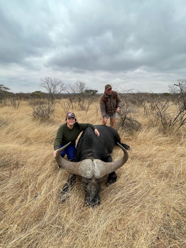 Michelle Roegiers: posing with a sedated buffalo