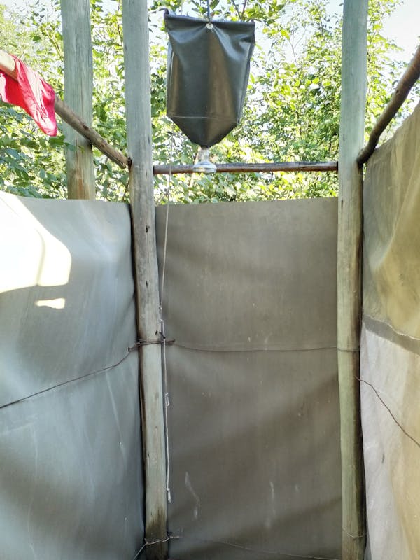 Tomer Admon: bucket shower in the base camp