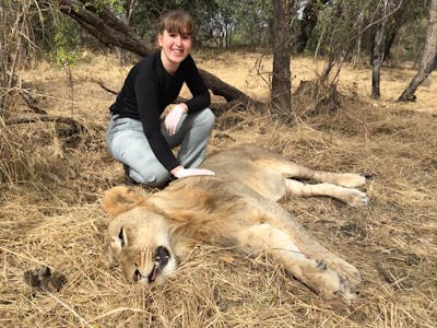 Keavy Garland: posing with a sedated lion