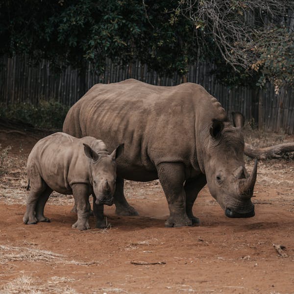 Rhino calf with mother, The Rhino Orphanage
