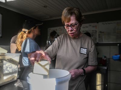 Norma Falconer: preparing rhino feed at Care for Wild Africa