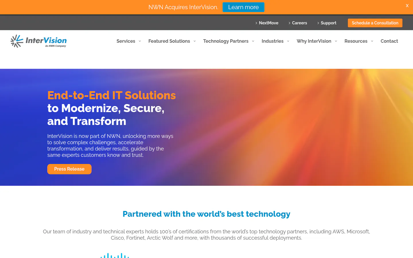 InterVision disaster recovery as a service, homepage