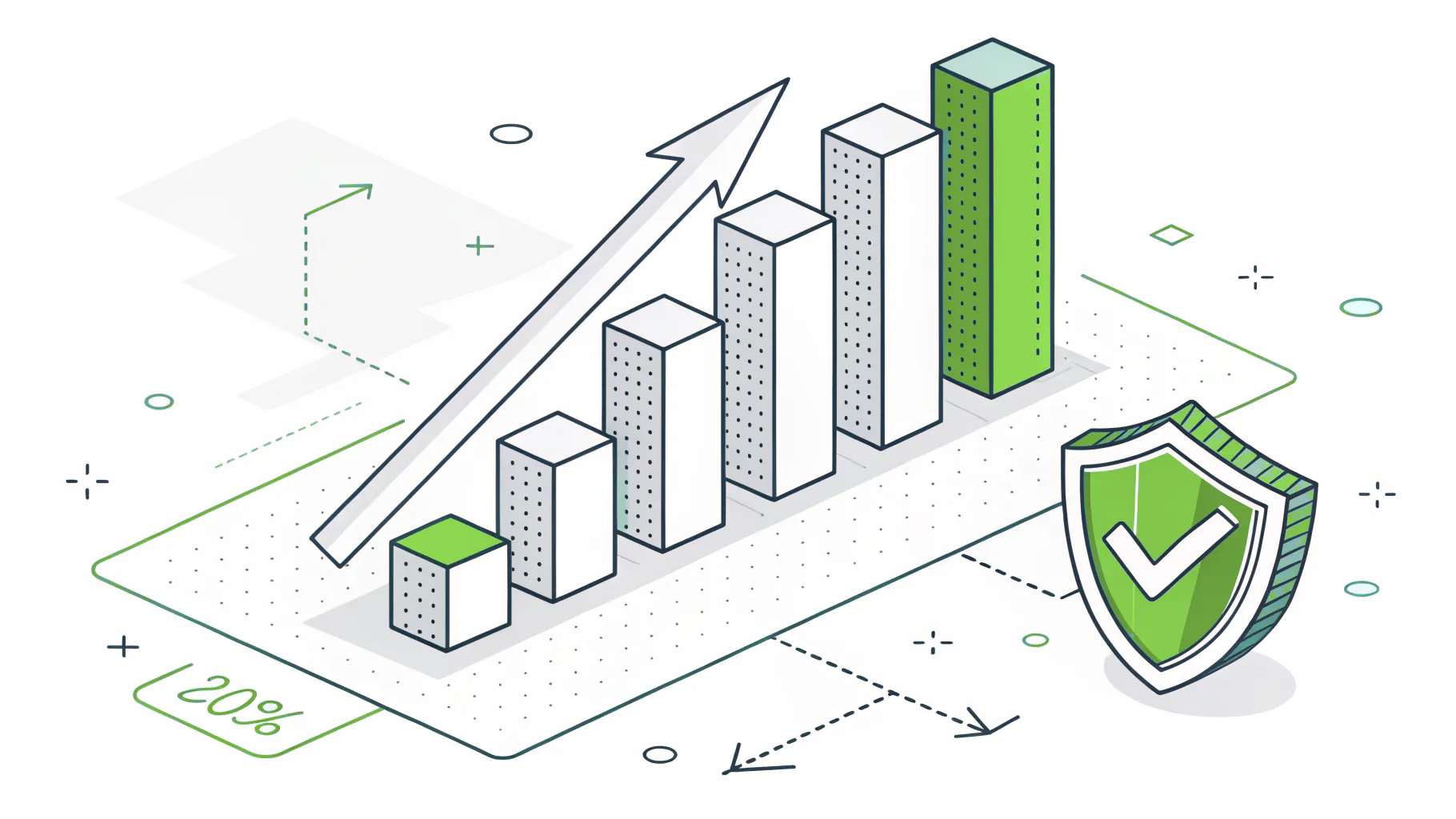 Isometric before and after chart showing phishing click rate dropping after training