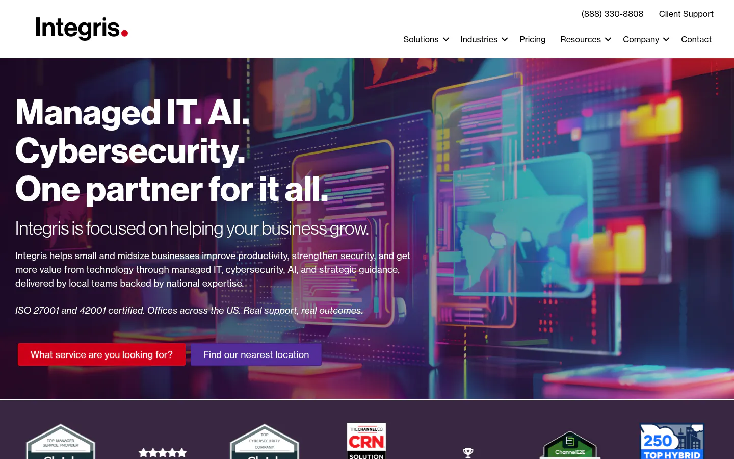 Integris homepage, captured August 2026