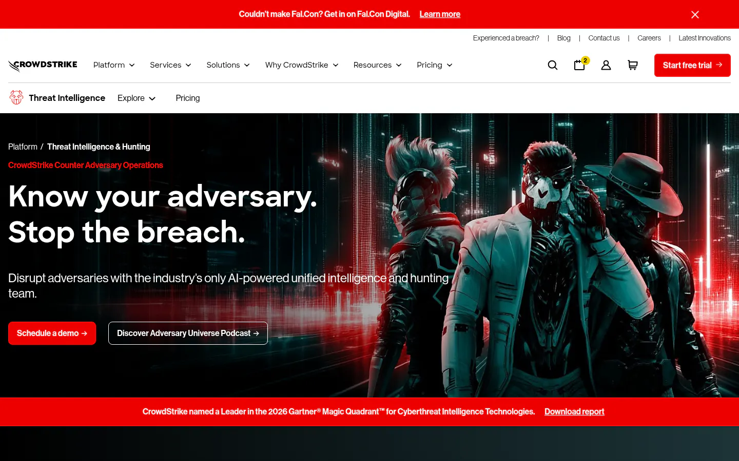 CrowdStrike Falcon Adversary Intelligence threat intelligence page