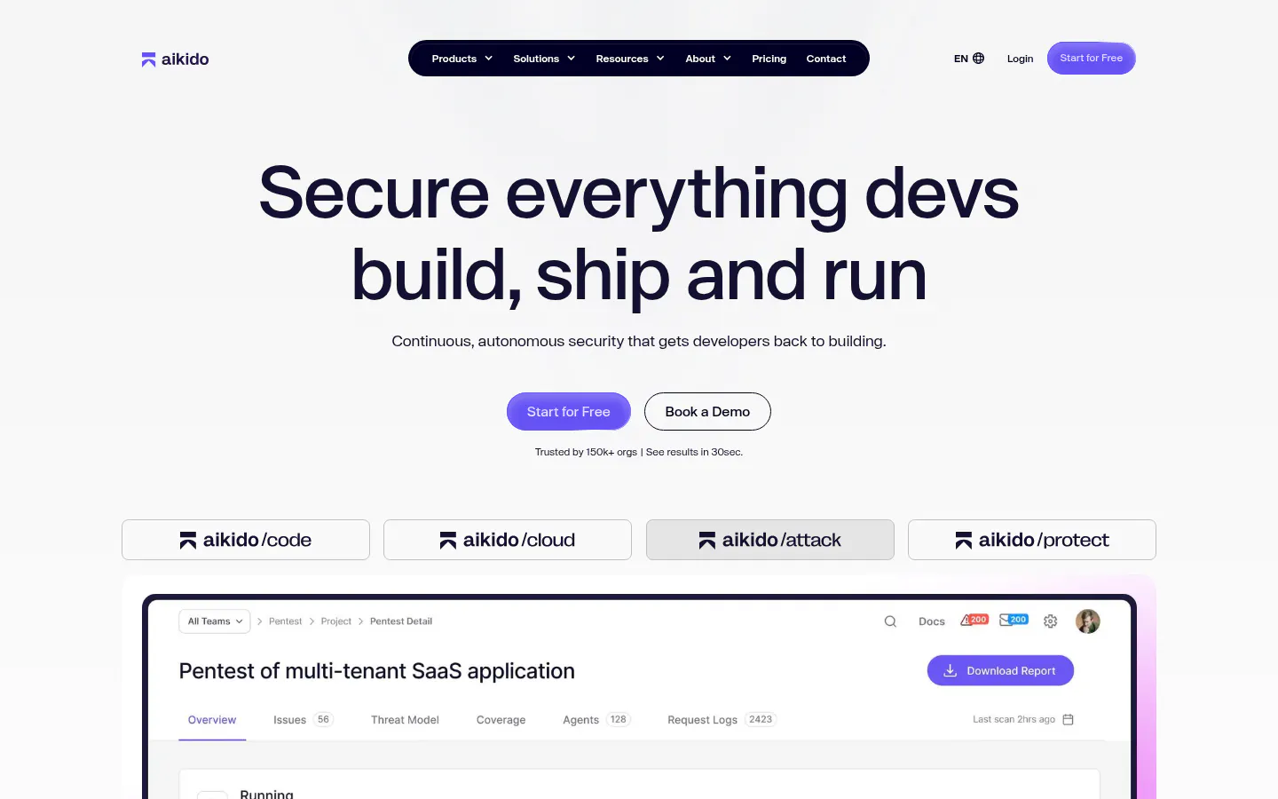 Aikido Security developer security platform homepage