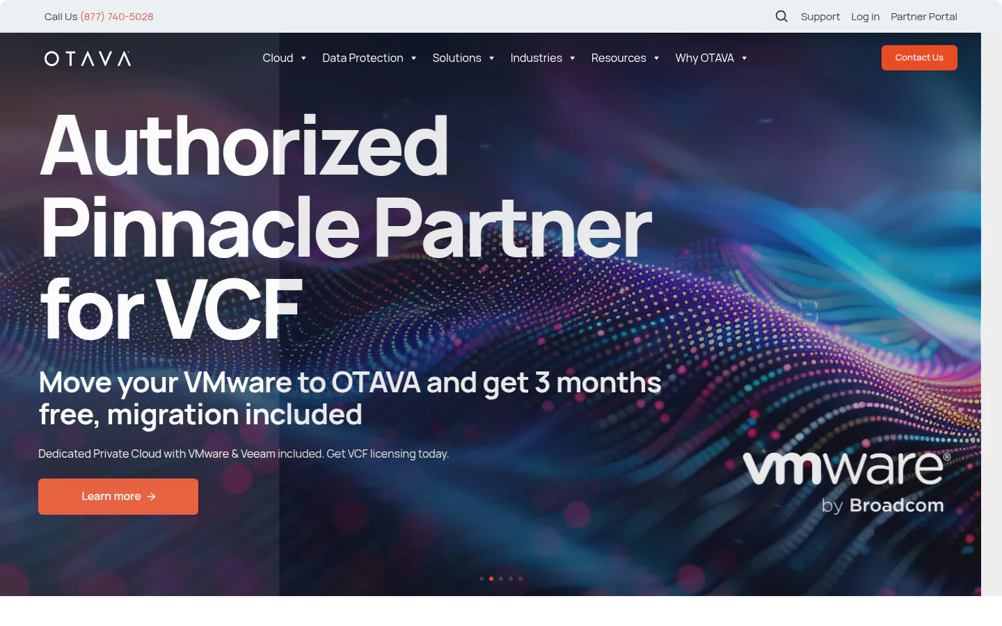 OTAVA disaster recovery as a service, homepage