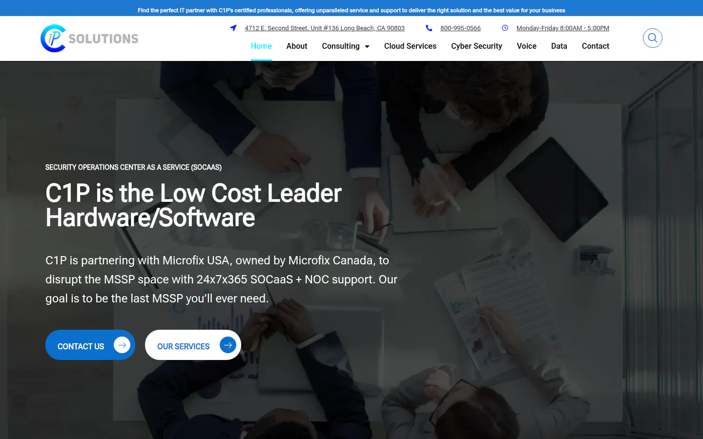 C1P Solutions homepage, captured October 12, 2026