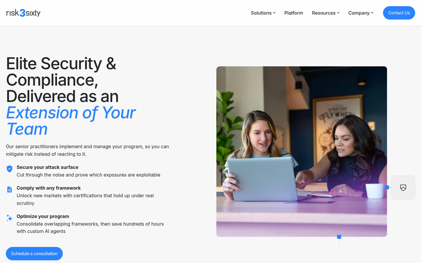 risk3sixty homepage, IT compliance consulting firm