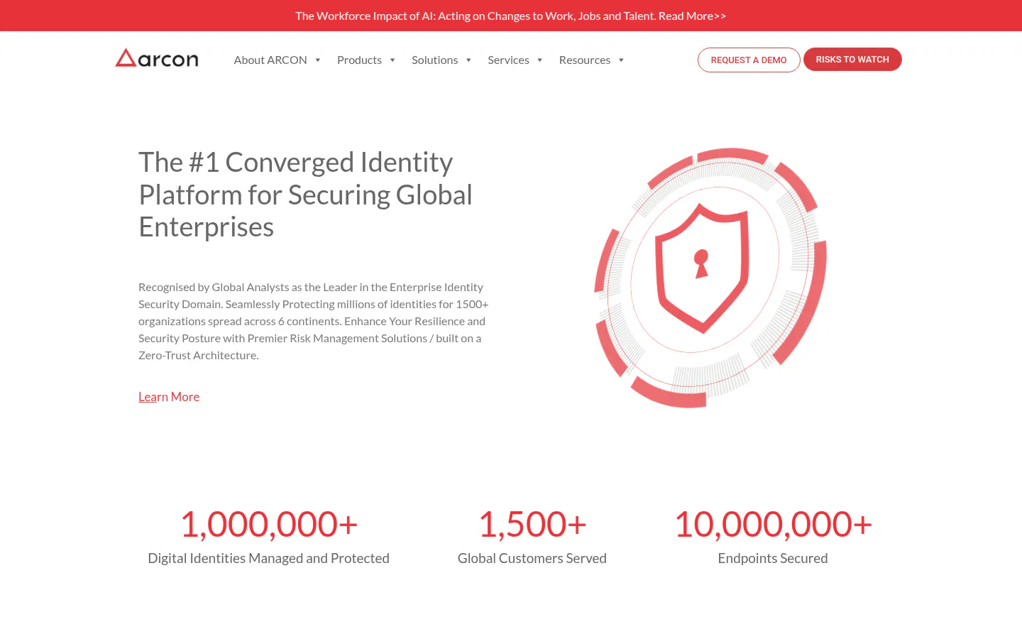 ARCON identity platform homepage