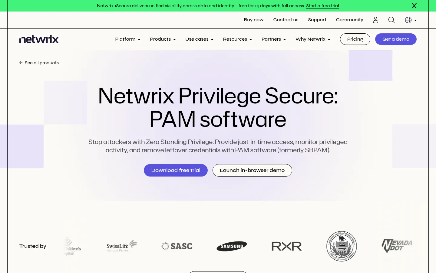 Netwrix Privilege Secure PAM software page
