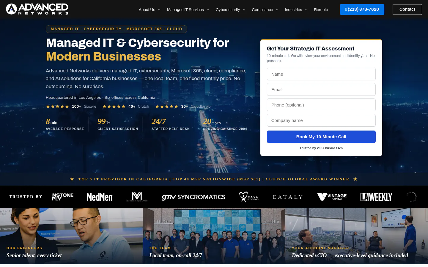 Advanced Networks homepage, captured October 21, 2026