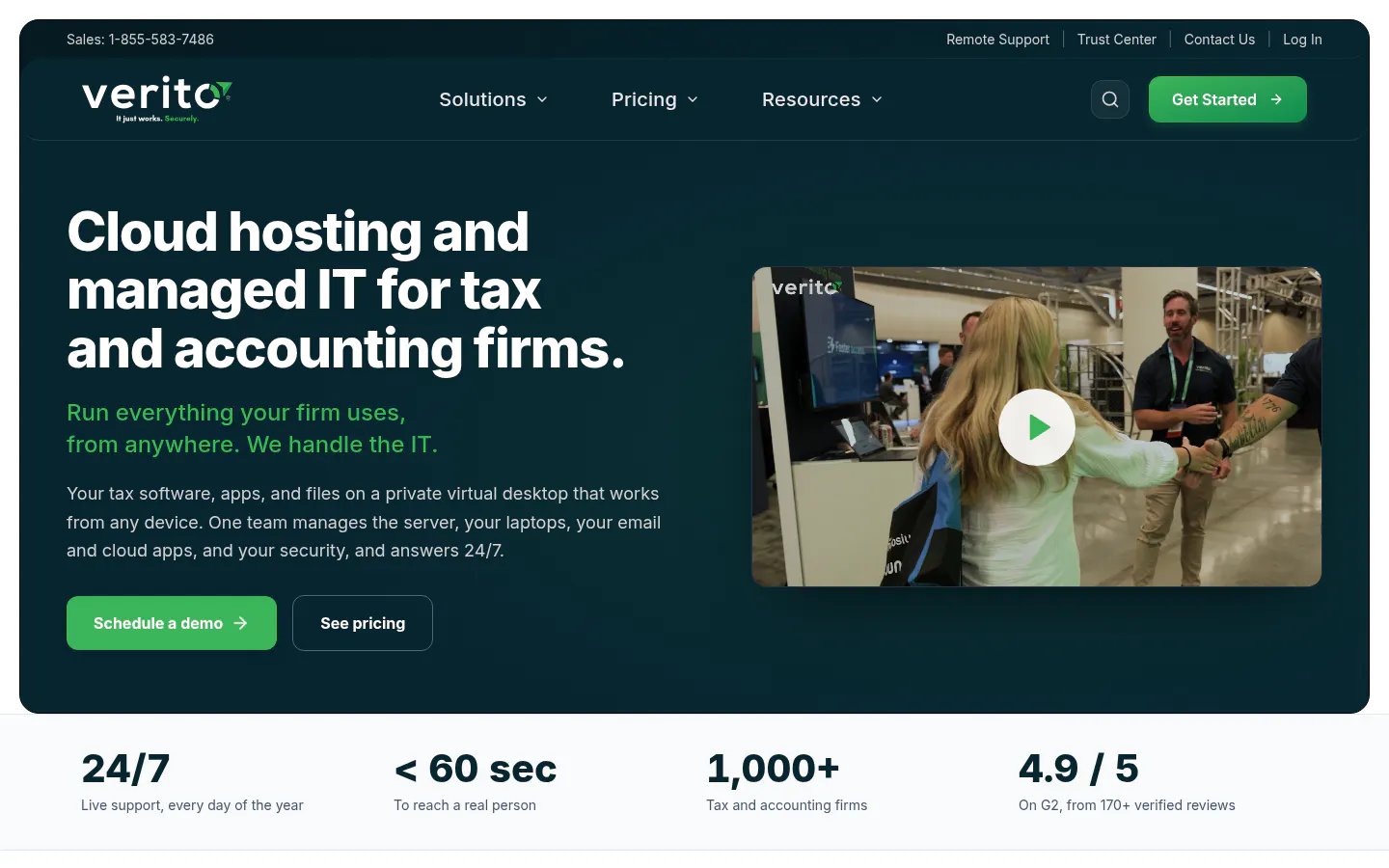 Verito homepage, managed IT for accounting and CPA firms