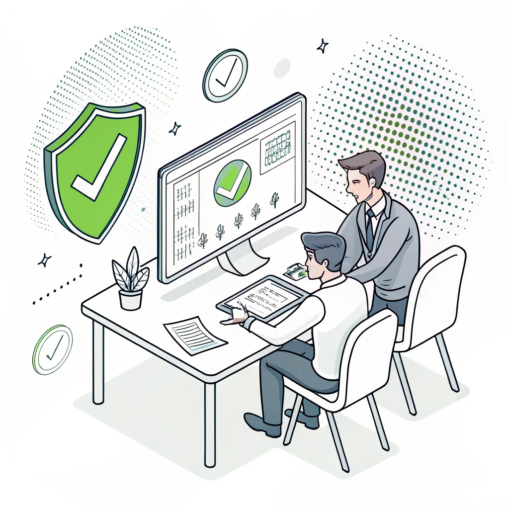 Two colleagues reviewing a ransomware protection dashboard