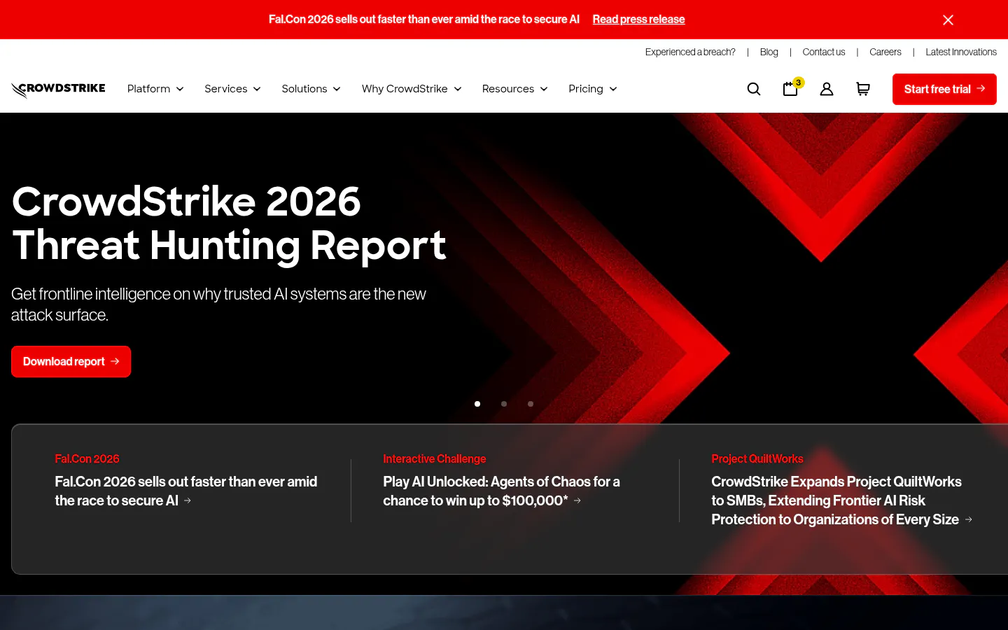 CrowdStrike Falcon endpoint security platform homepage