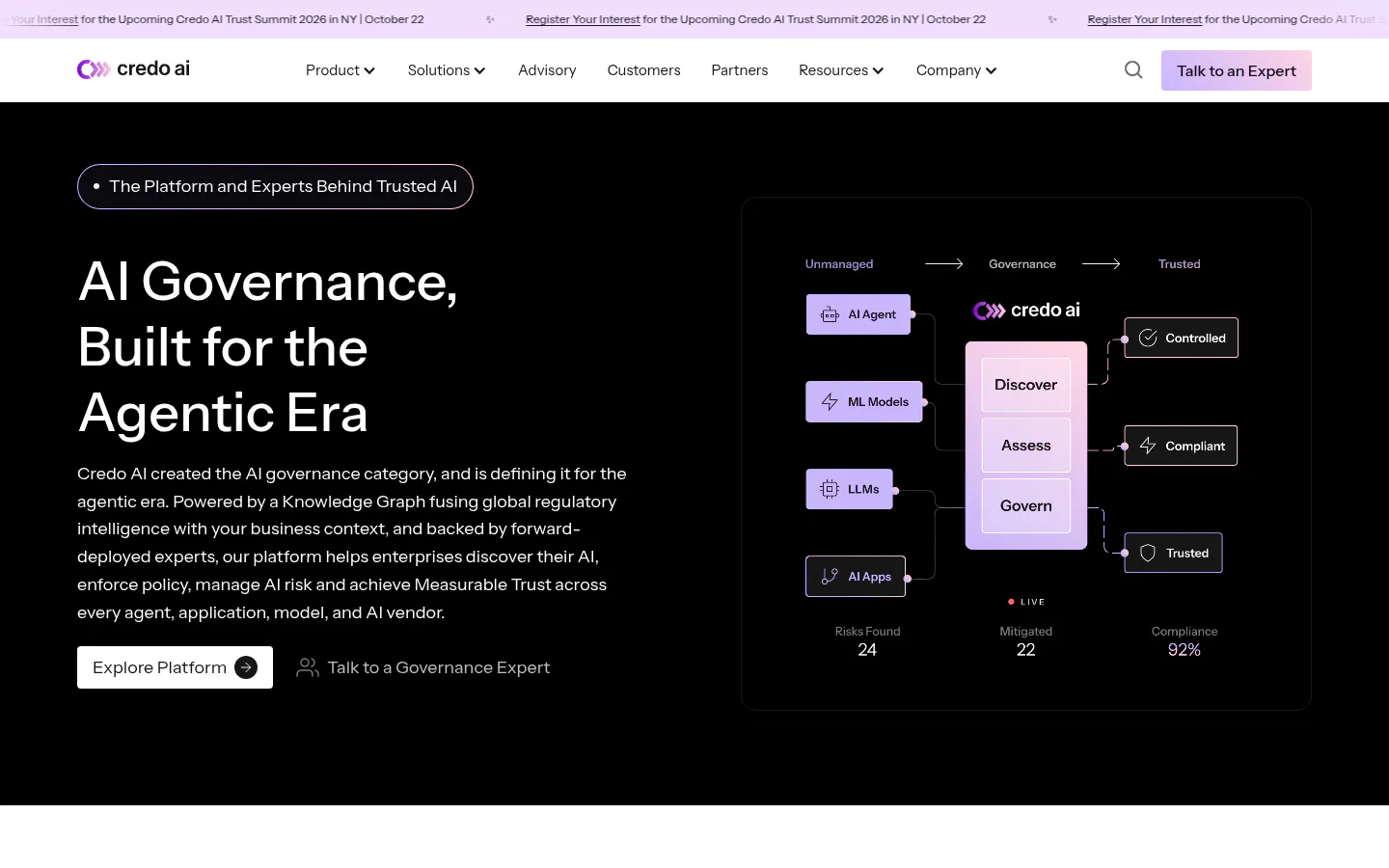Credo AI governance platform homepage