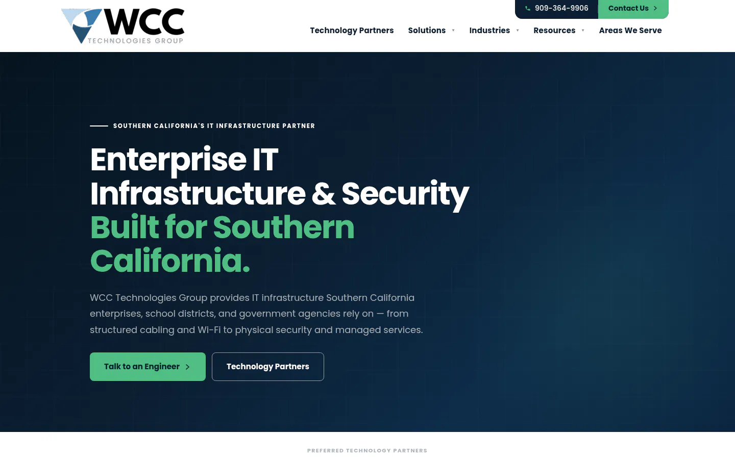 The WCC Technologies Group homepage at wcctechgroup.com, captured August 2026