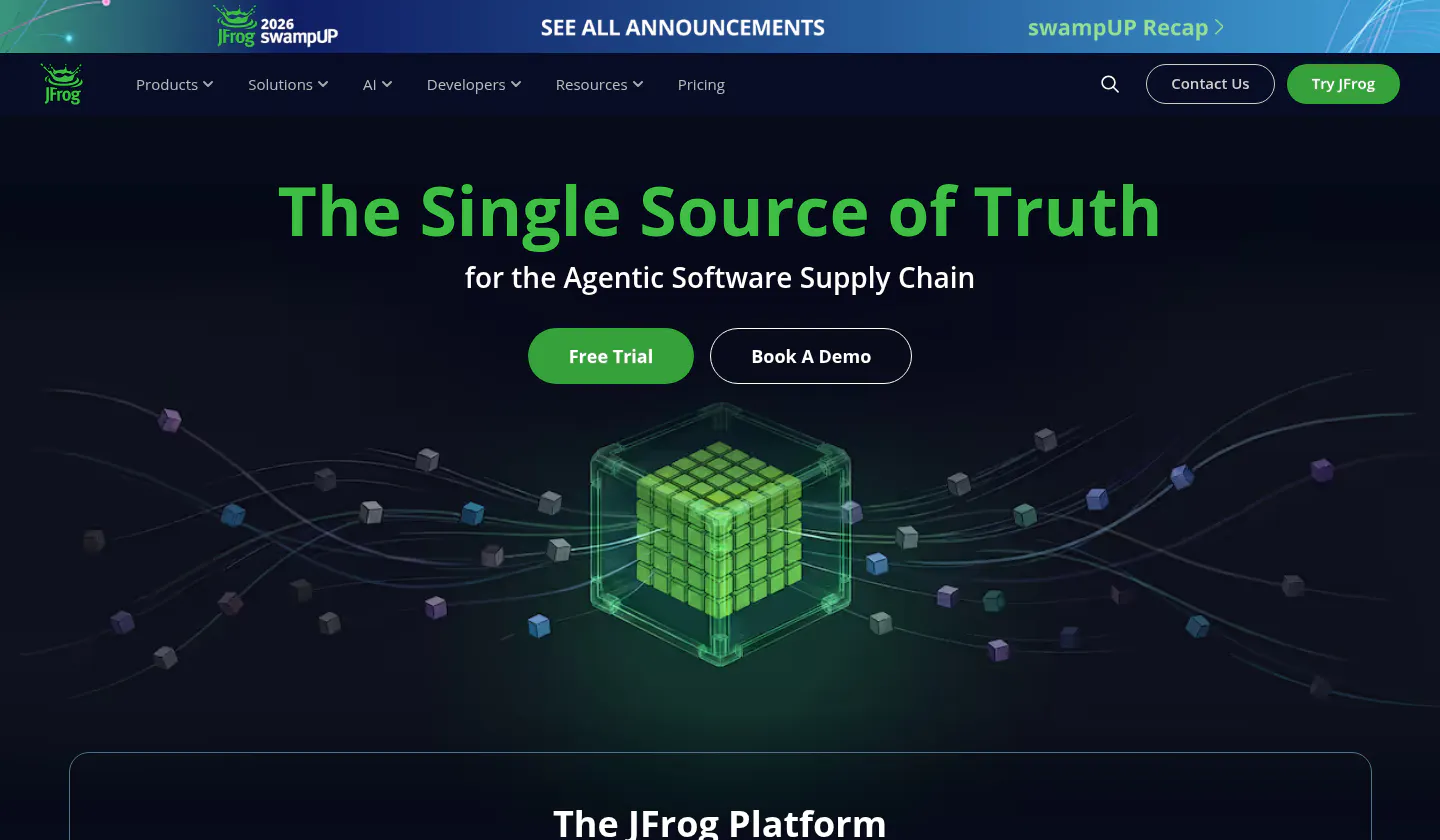 JFrog Software Supply Chain Platform homepage