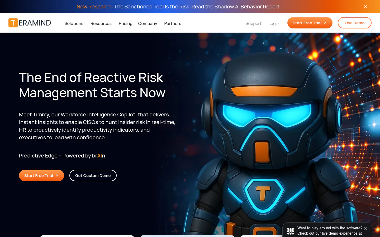 Teramind insider risk and data loss prevention software homepage