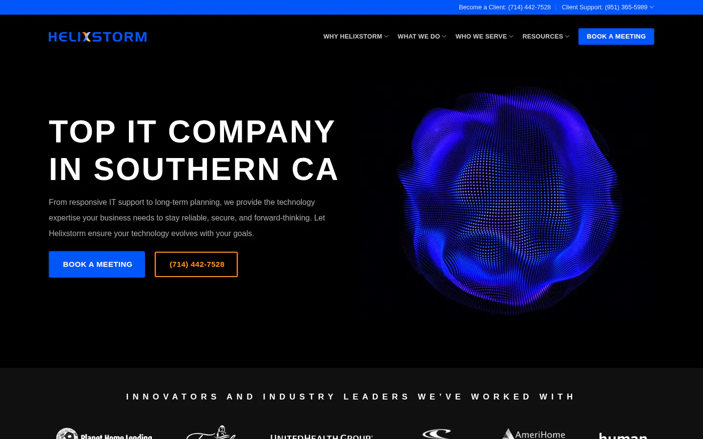Helixstorm homepage, captured October 16, 2026