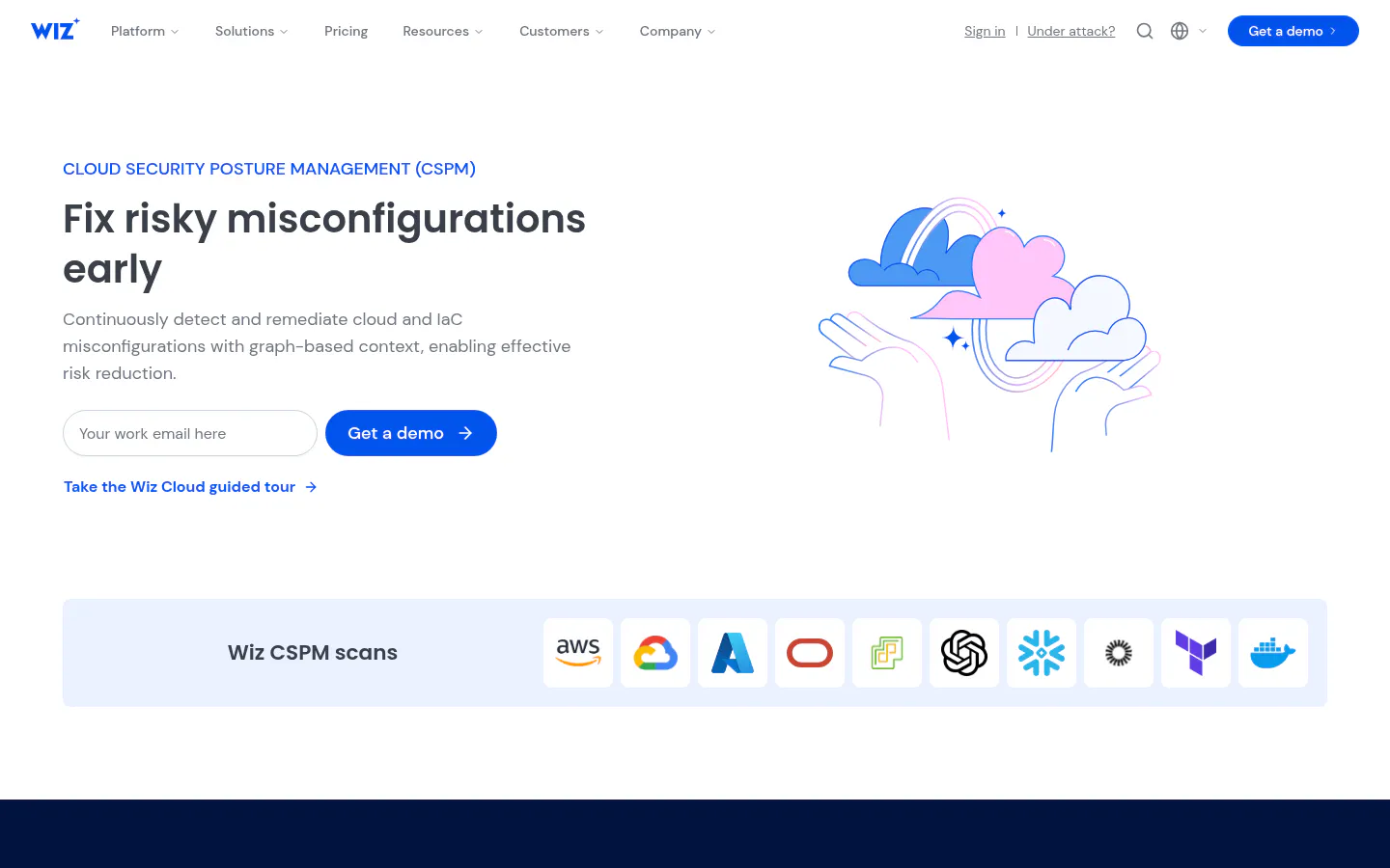 Wiz CSPM solution page homepage