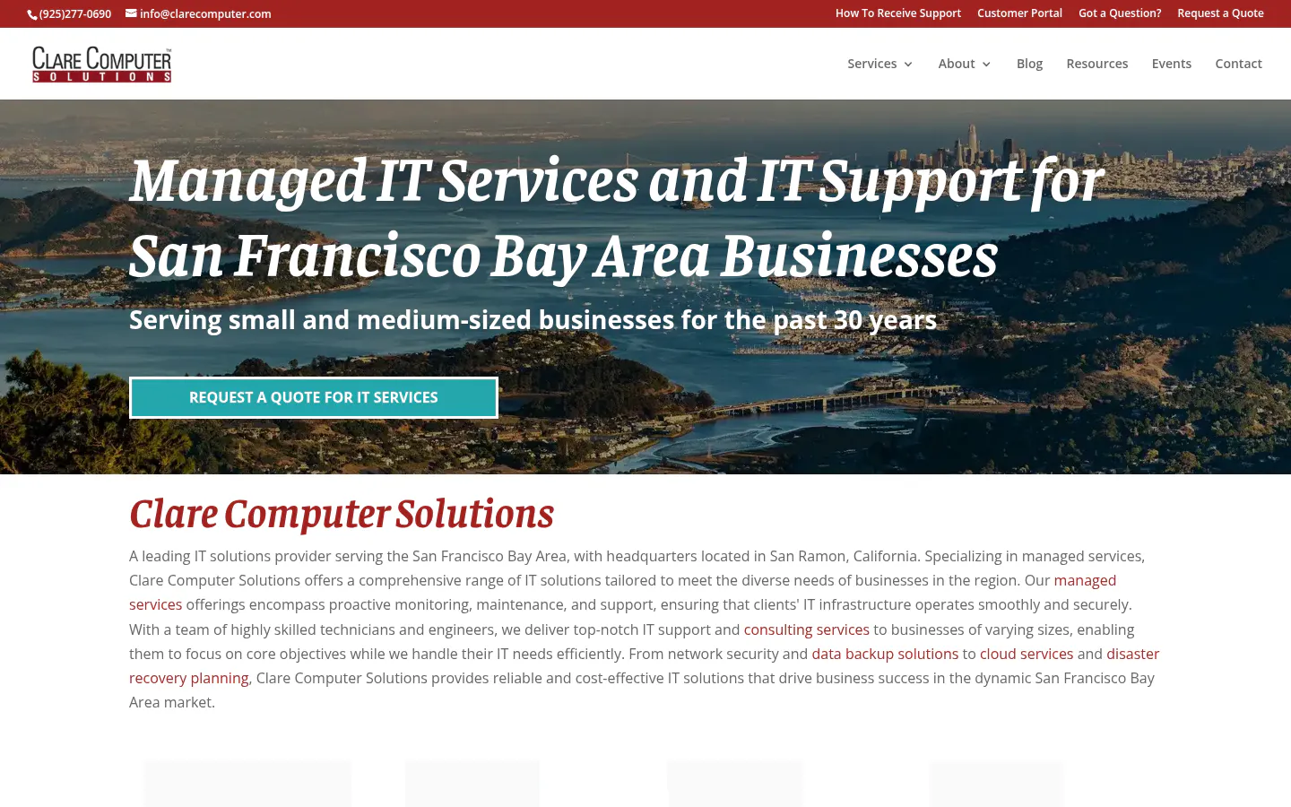 Clare Computer Solutions homepage, captured October 22, 2026