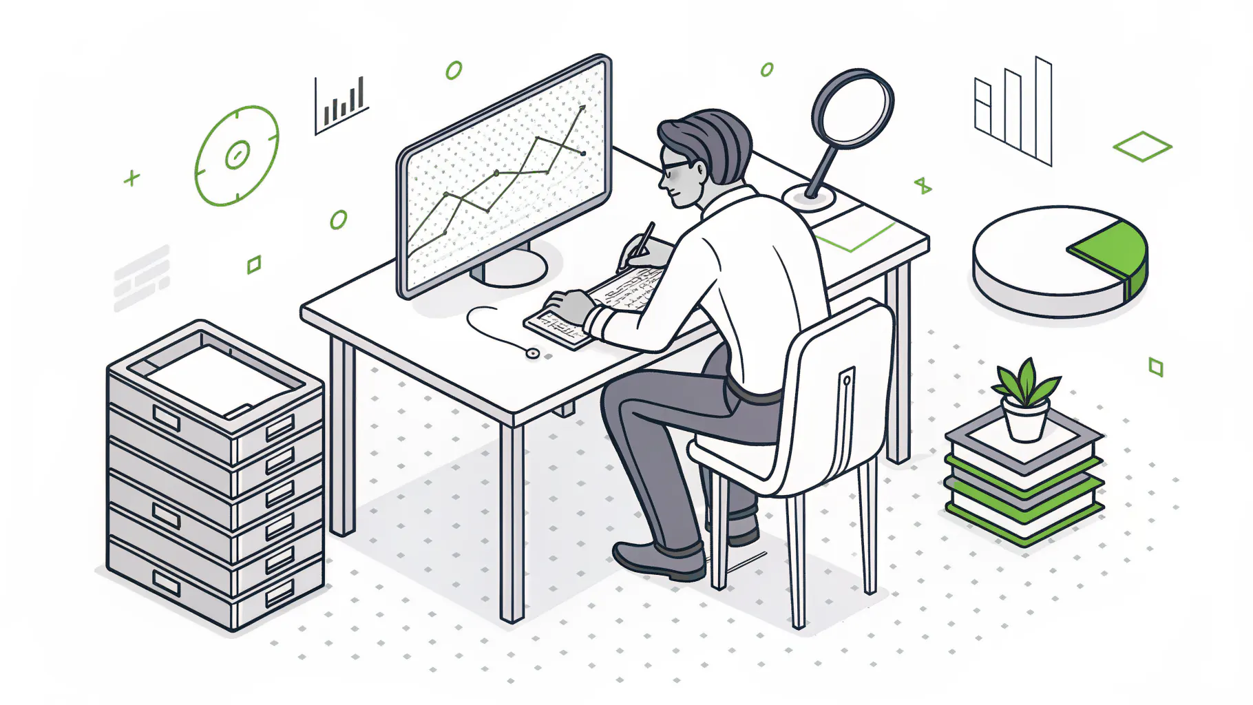 One person reviewing a monthly cloud bill against a server environment
