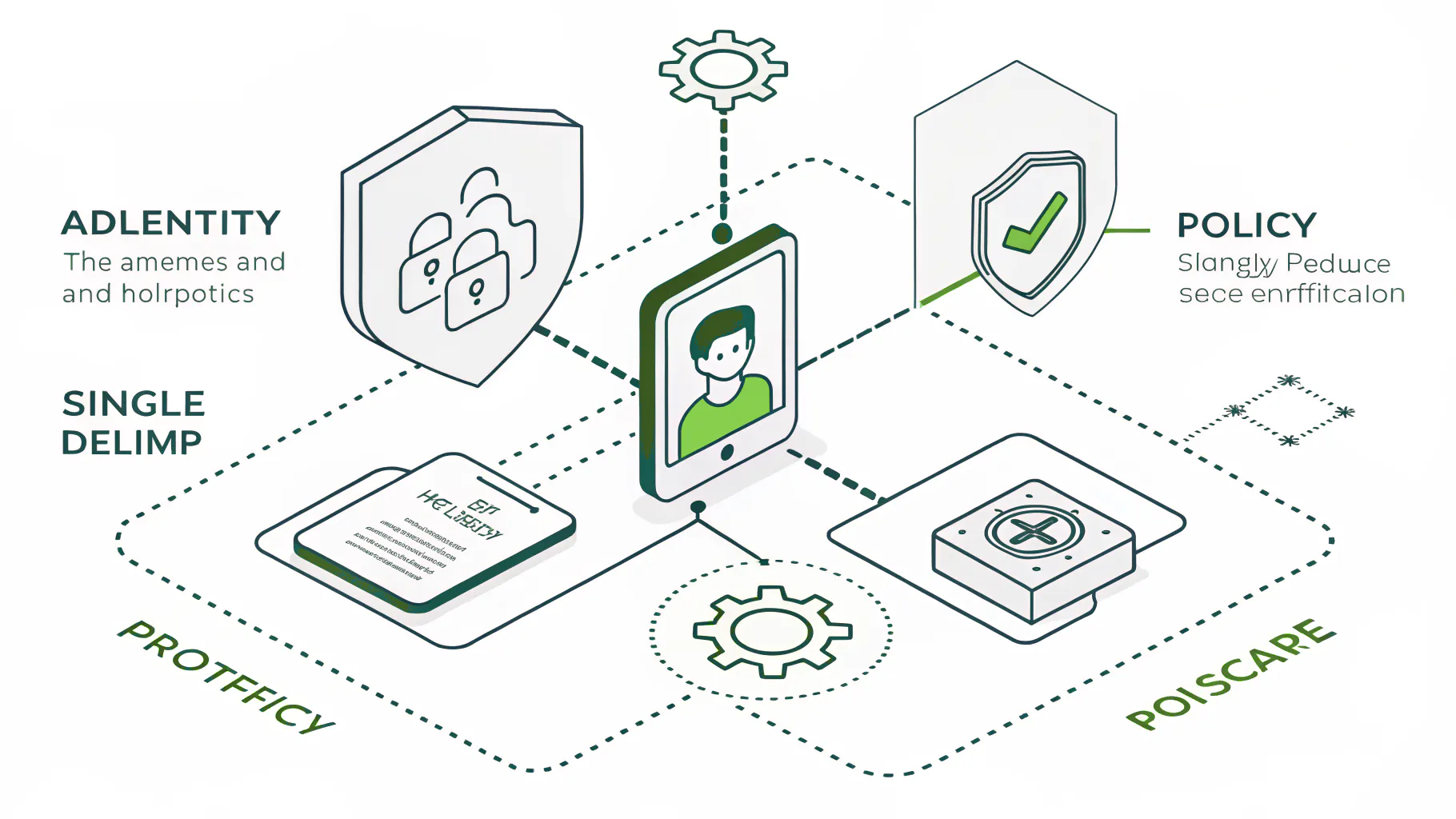 ZTNA request flow from identity check to device posture to policy engine to app connection.