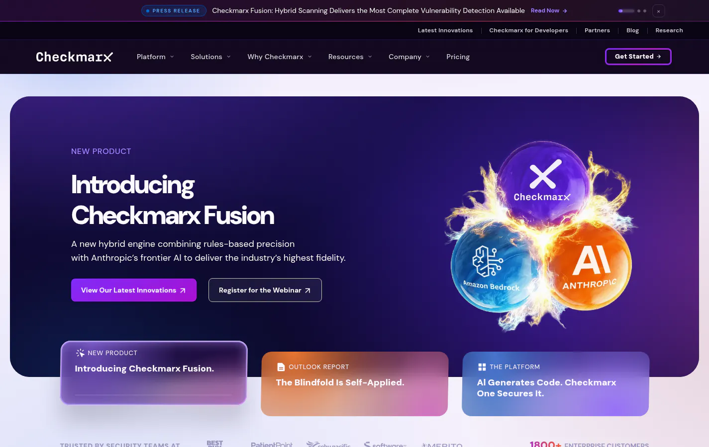Checkmarx application security platform homepage