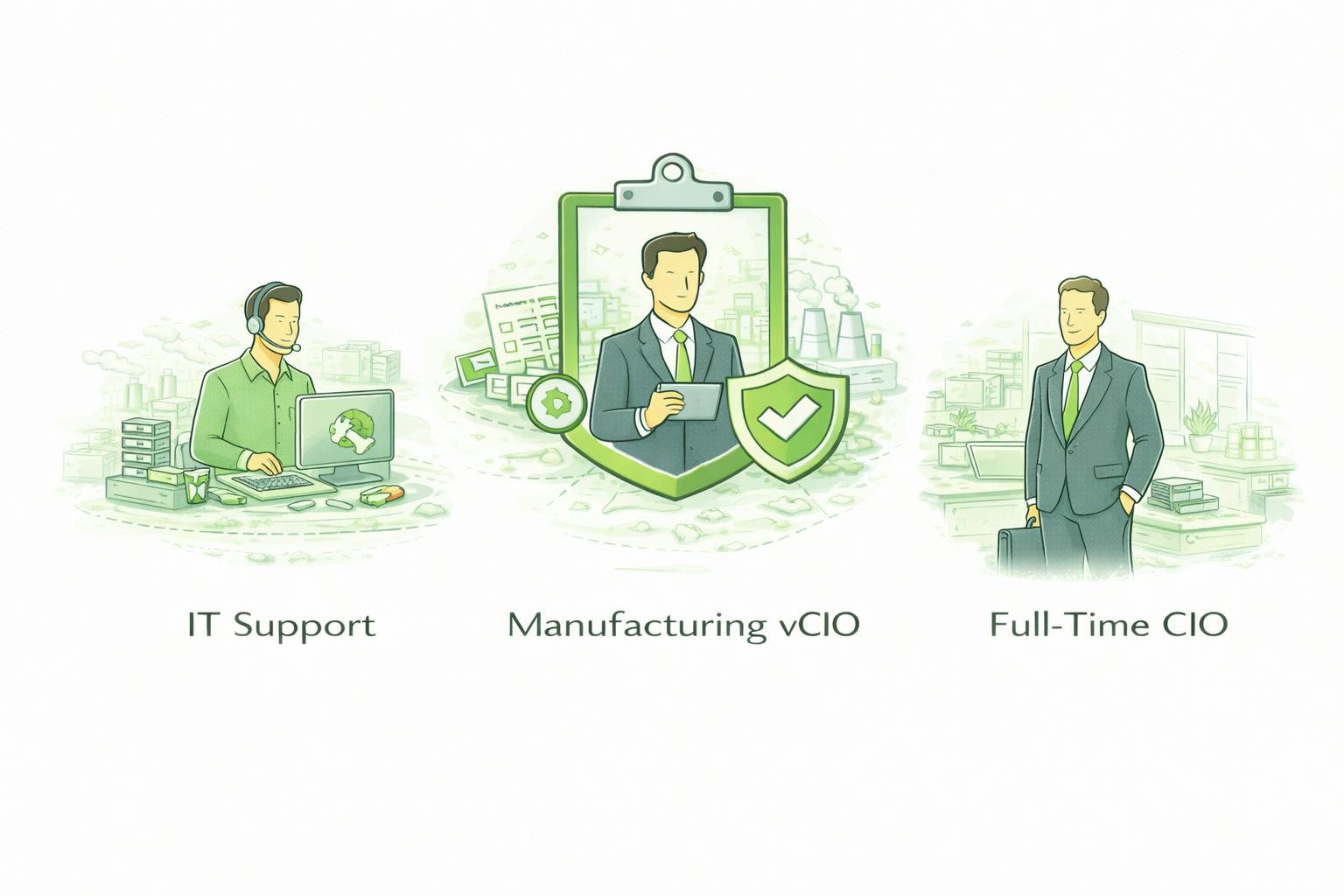Manufacturing vCIO vs IT Support vs a Full-Time CIO