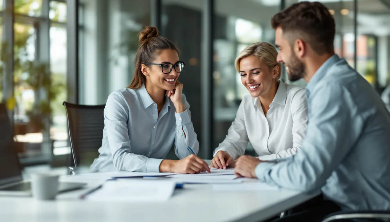 Two professionals reviewing a managed services agreement during a negotiation