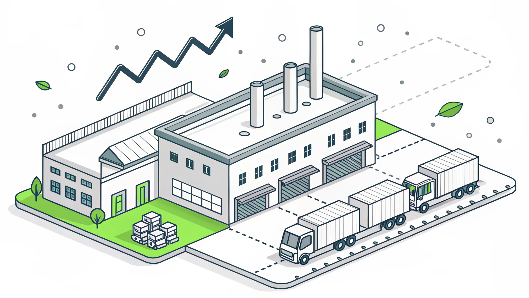 Idle manufacturing production line and waiting trucks after a vendor breach halts operations