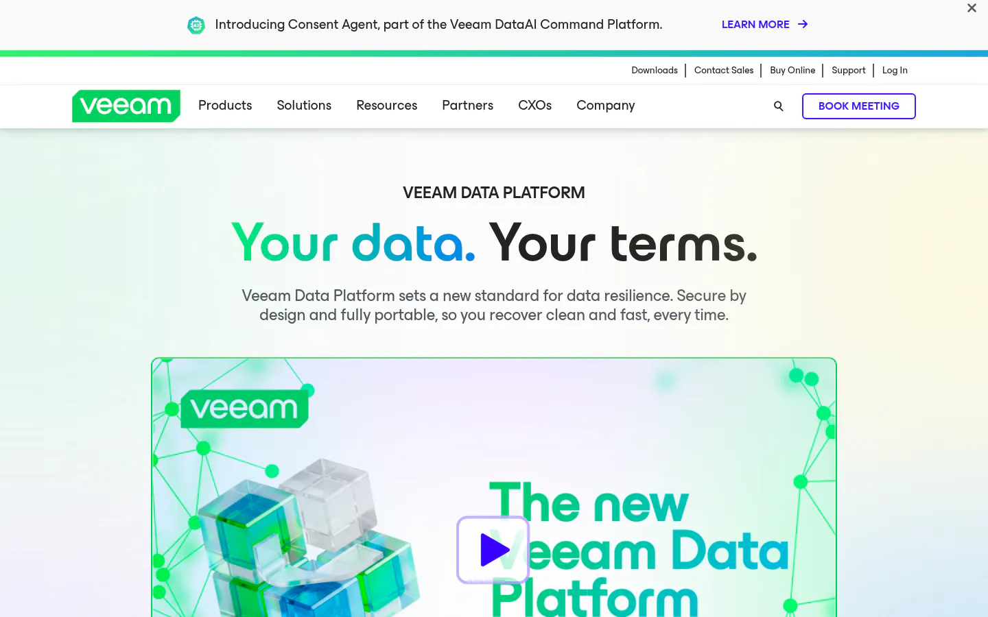 Veeam Data Platform homepage screenshot, captured August 12, 2026