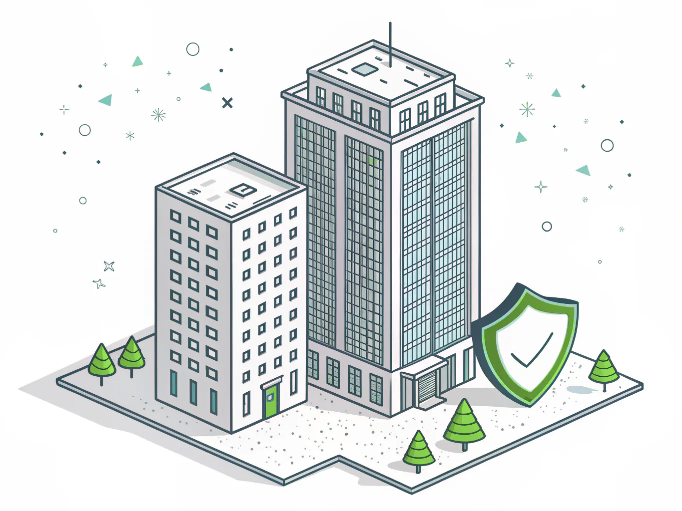 Illustration comparing a mid-market company and a small business evaluating DLP services