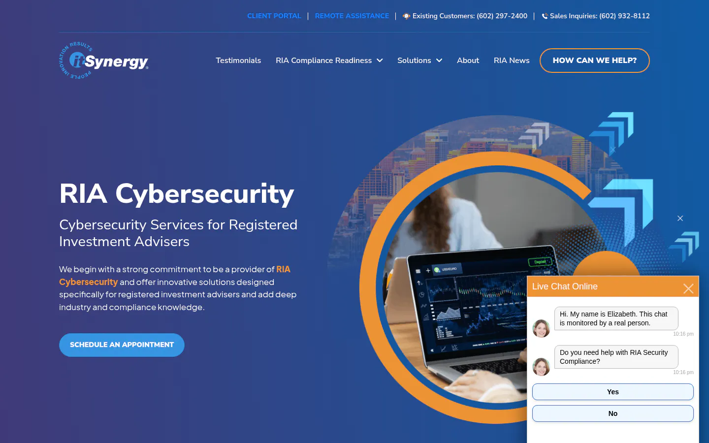 itSynergy IT and cybersecurity for RIAs, homepage
