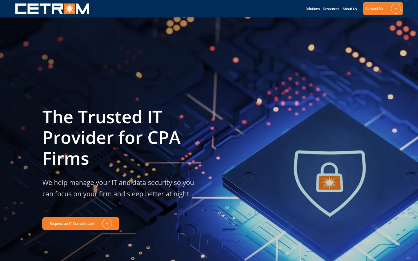 Cetrom homepage, managed IT for accounting and CPA firms