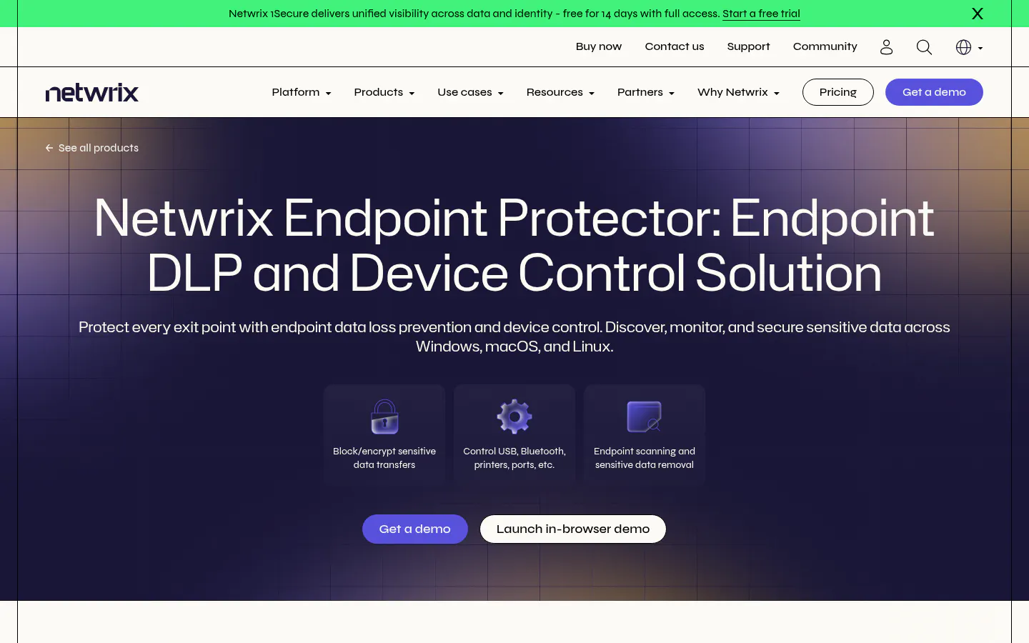 Netwrix Endpoint Protector endpoint data loss prevention and device control product page