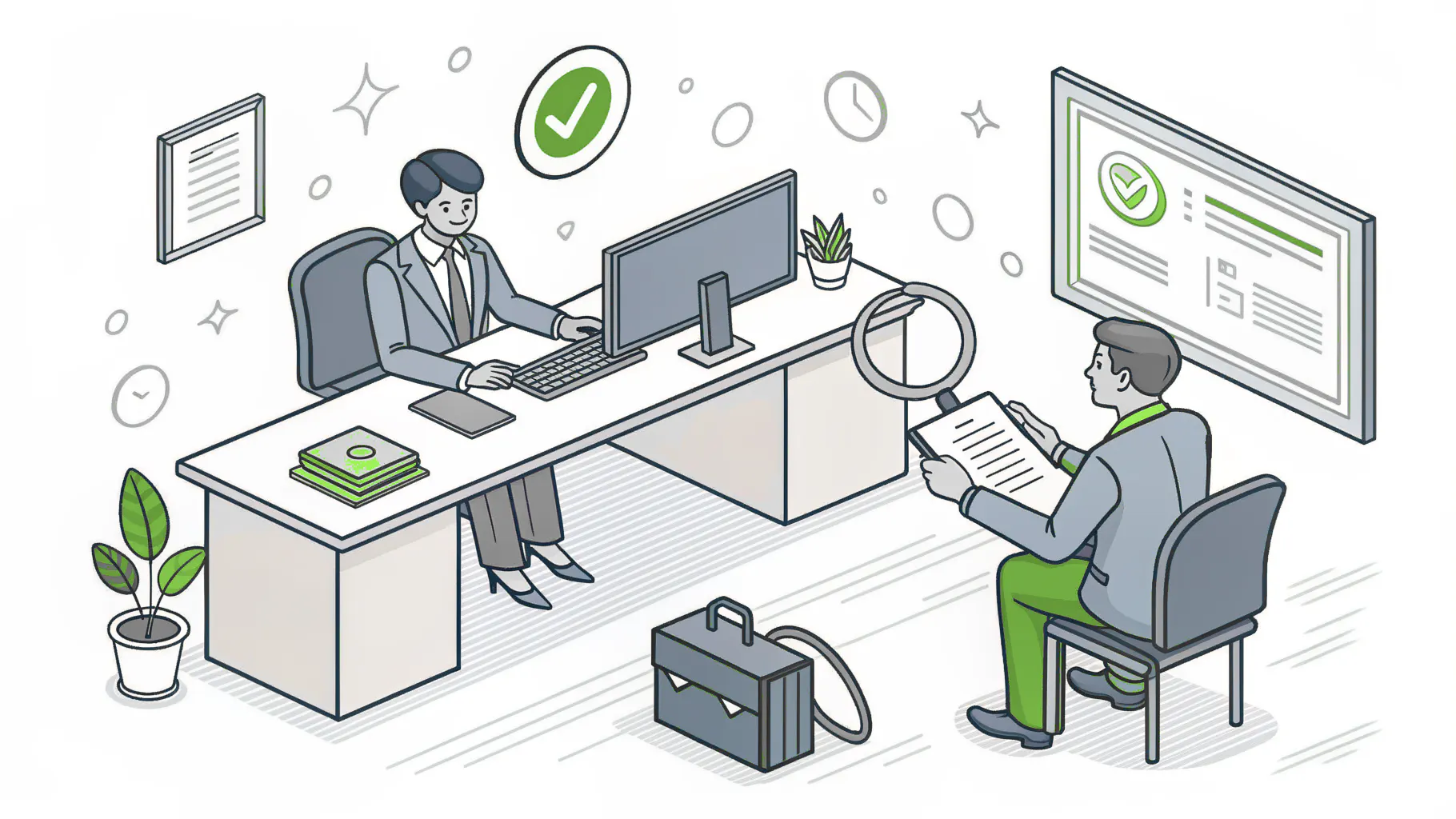 A business owner reviewing a contract across the desk from an IT provider, representing the decisions that stay with you after hiring an MSP