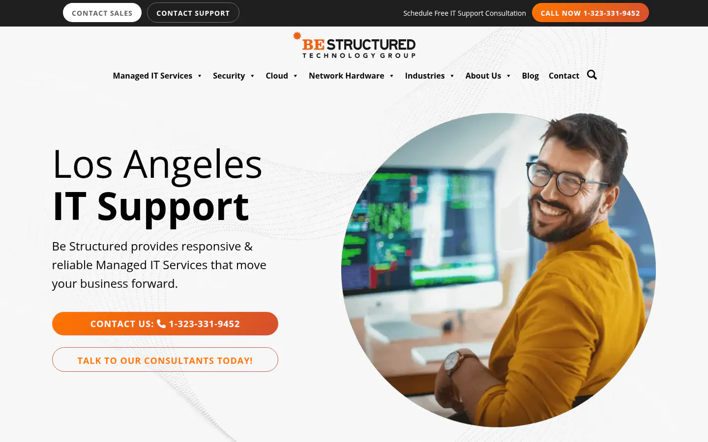 Be Structured managed IT services in Los Angeles, homepage