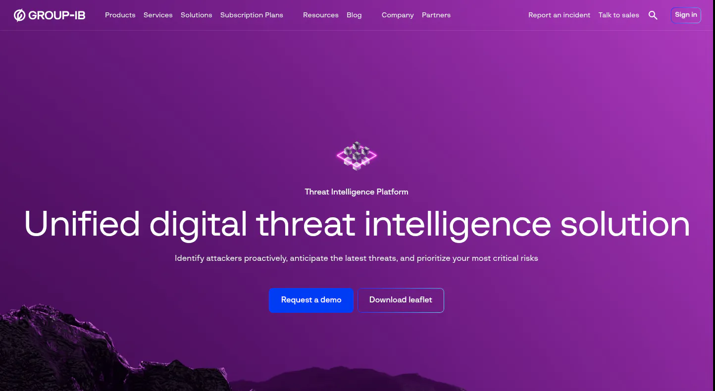 Group-IB Threat Intelligence platform page