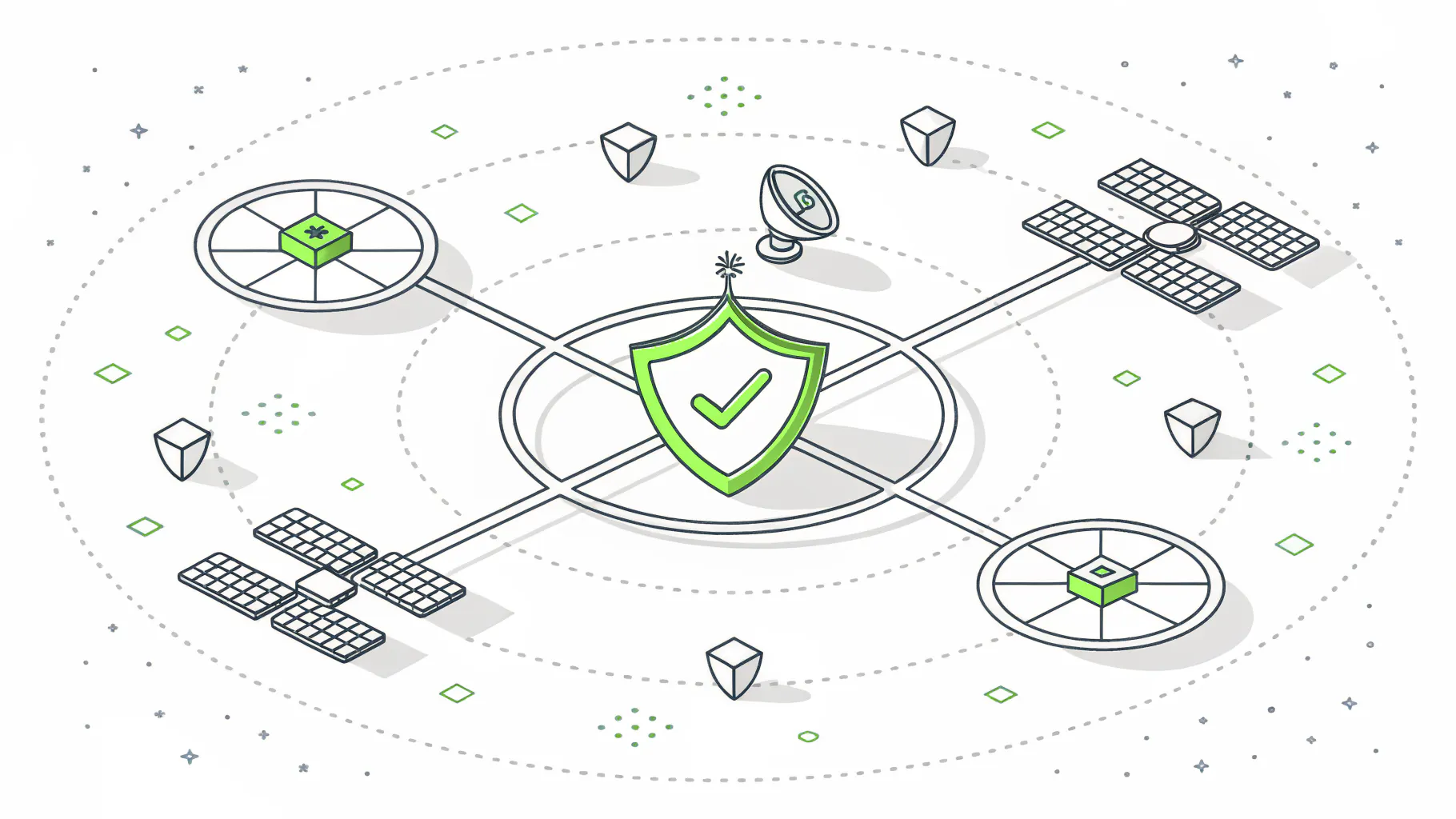Diagram of the five SOC 2 Trust Services Criteria with Security at the center