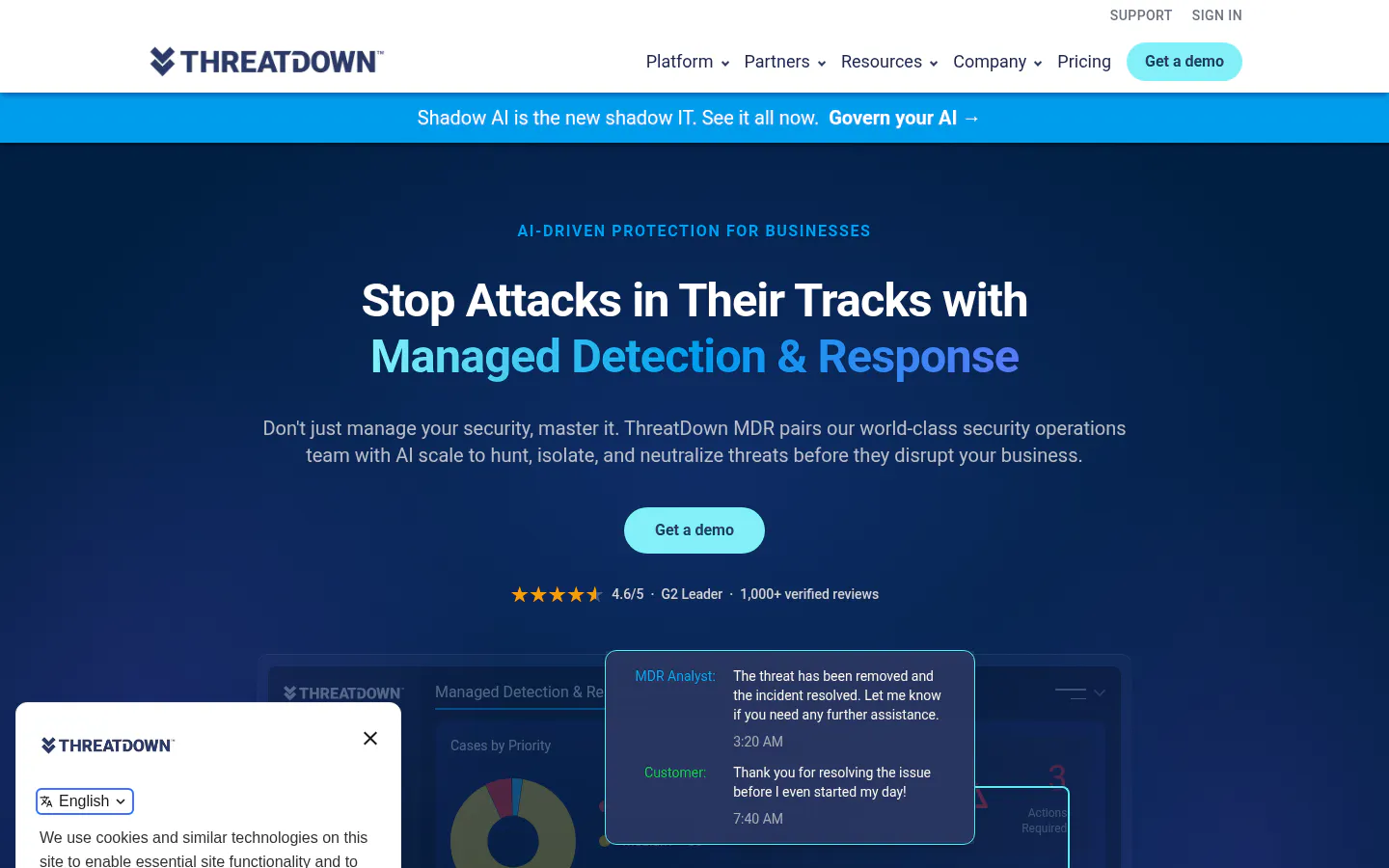 ThreatDown managed detection and response homepage